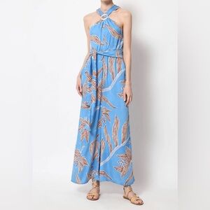 Blue Floral Halter Jumpsuit